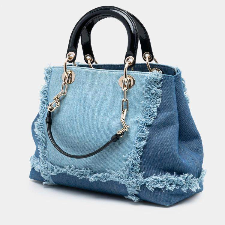 Pre Owned Dior Blue Denim Patch D Light Satchel