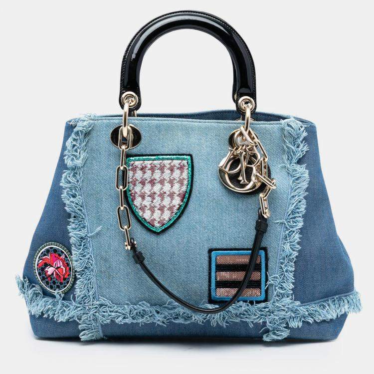 Pre Owned Dior Blue Denim Patch D Light Satchel