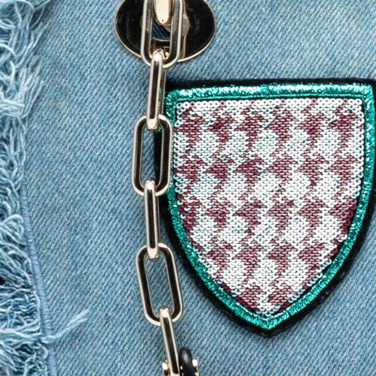 Pre Owned Dior Blue Denim Patch D Light Satchel