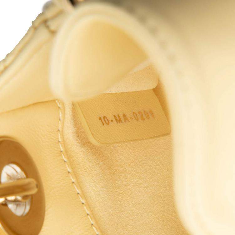 Pre Owned Dior Yellow Micro Lambskin Cannage Lady Dior