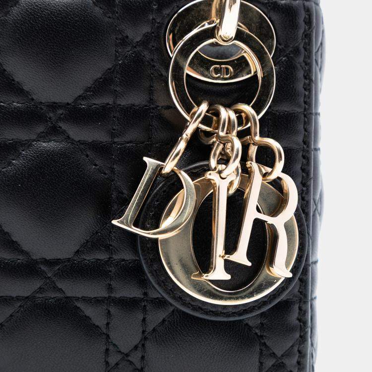 Pre Owned Dior Black Micro Lambskin Cannage Lady Dior