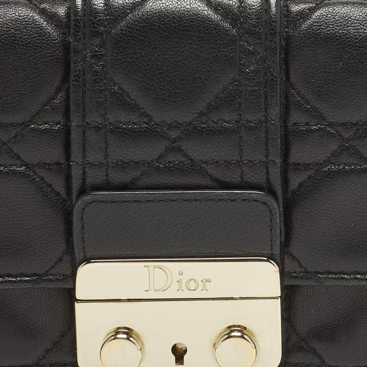 Pre Owned Dior Miss Dior Rendezvous Black Cannage Leather Wallet on Chain