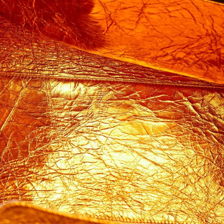 Pre Owned Dior Diorever Large Metallic Orange Foil Leather Tote