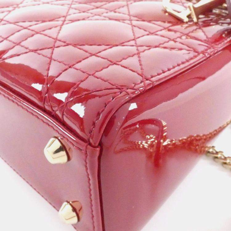 Pre Owned Christian Dior Lady Mini Red Patent Handbag