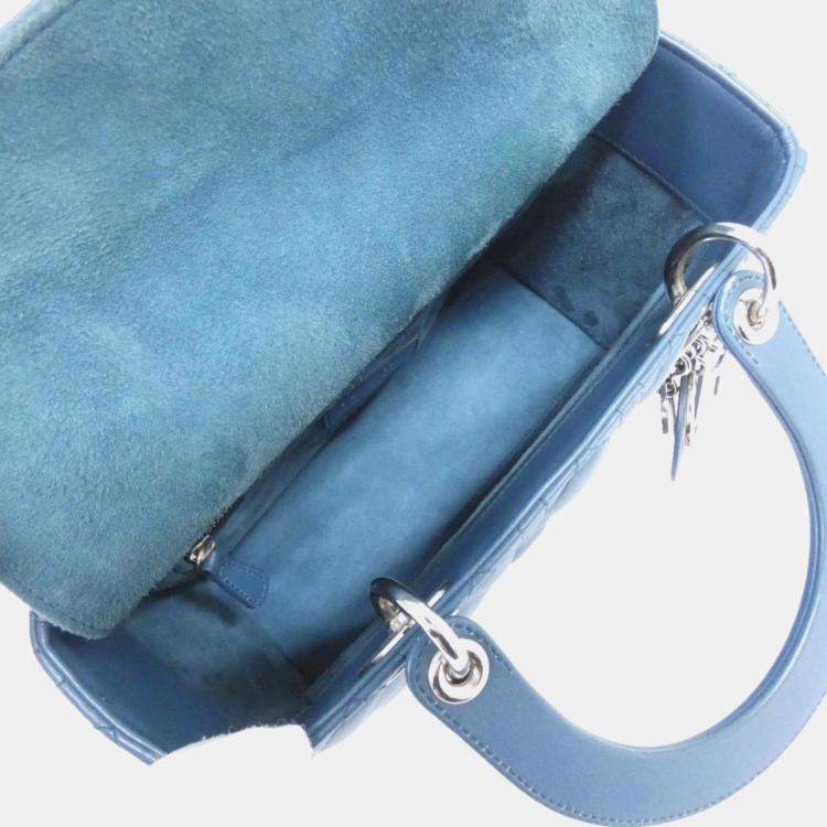 مملوكة مسبقًا Christian Dior Lady Blue Lambskin Leather Medium Handbag