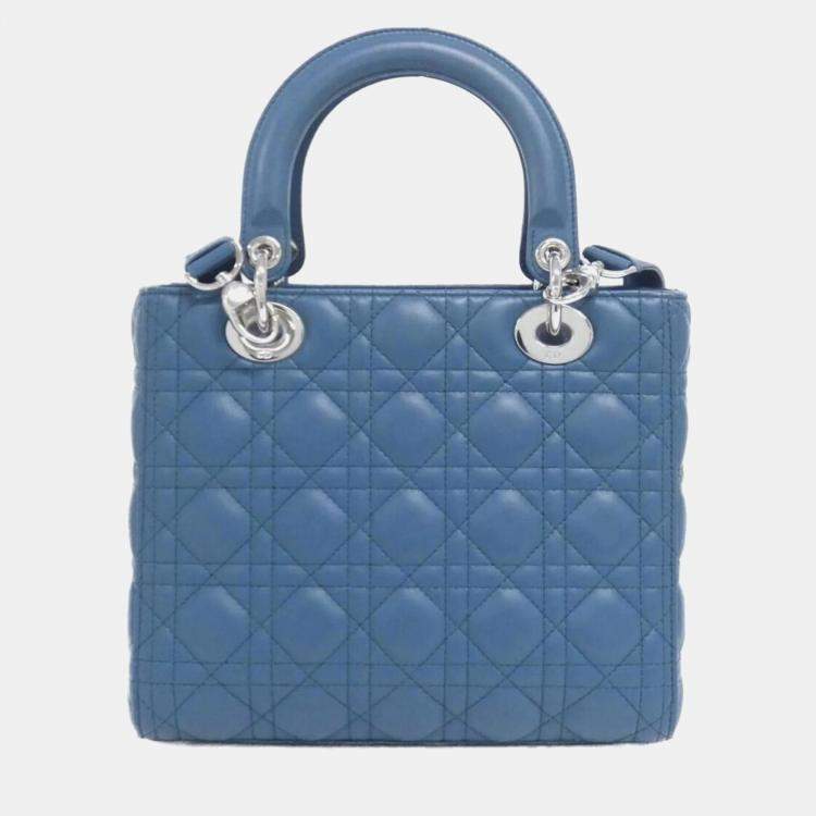 مملوكة مسبقًا Christian Dior Lady Blue Lambskin Leather Medium Handbag