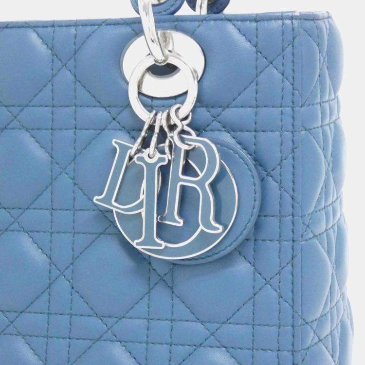 مملوكة مسبقًا Christian Dior Lady Blue Lambskin Leather Medium Handbag
