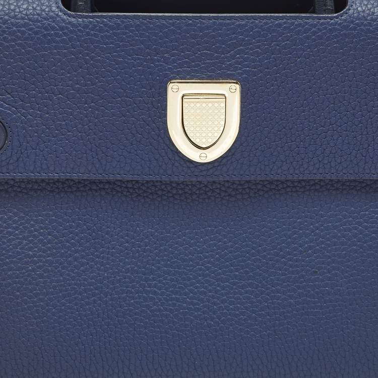 Pre Owned Dior Diorever Medium Blue Leather Top Handle Bag