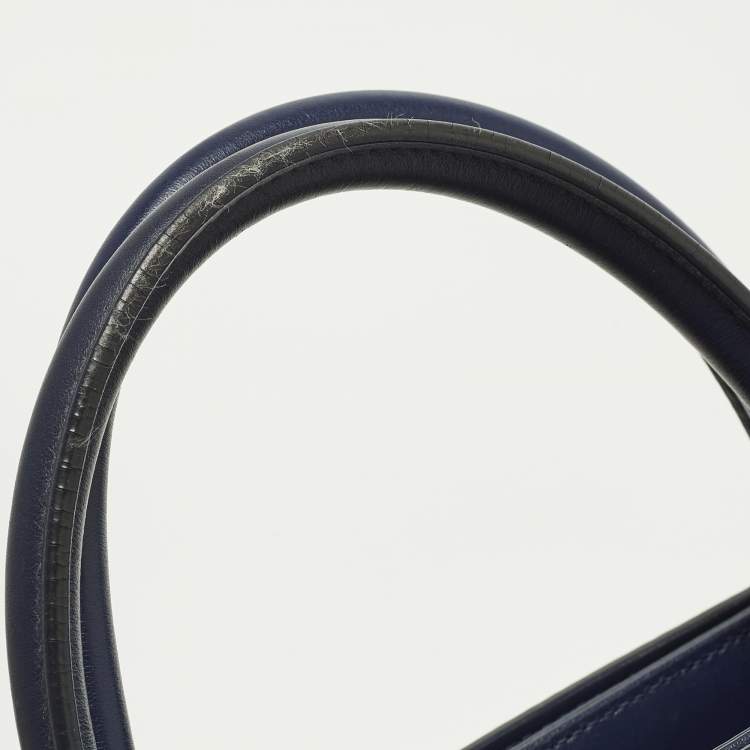 Pre Owned Dior Diorever Medium Blue Leather Top Handle Bag