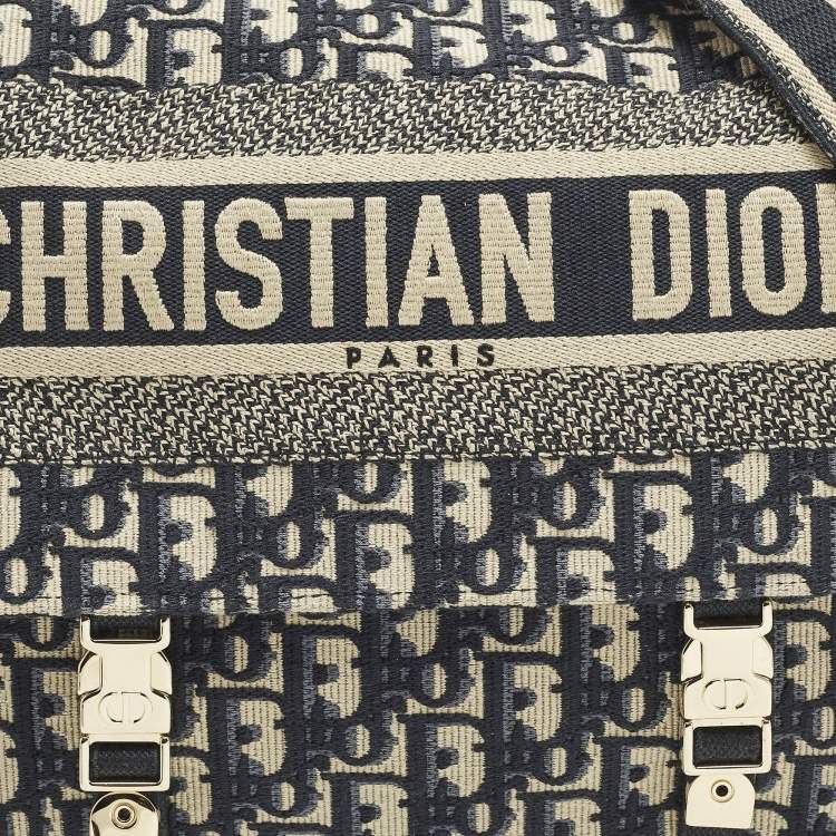 Pre Owned Dior Diorcamp Navy Blue Embroidered Canvas Messenger Bag