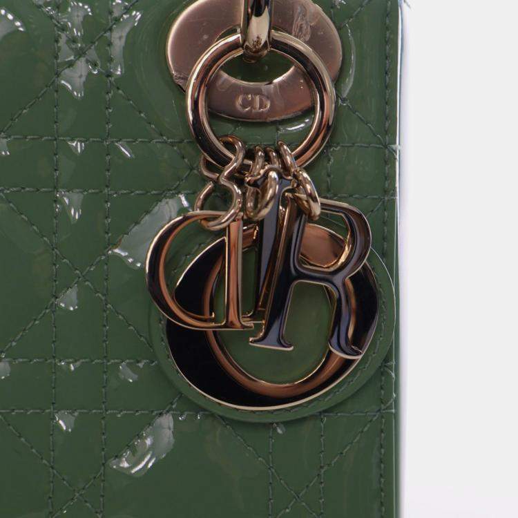Pre Owned Christian Dior Mini Green Patent Lady Dior