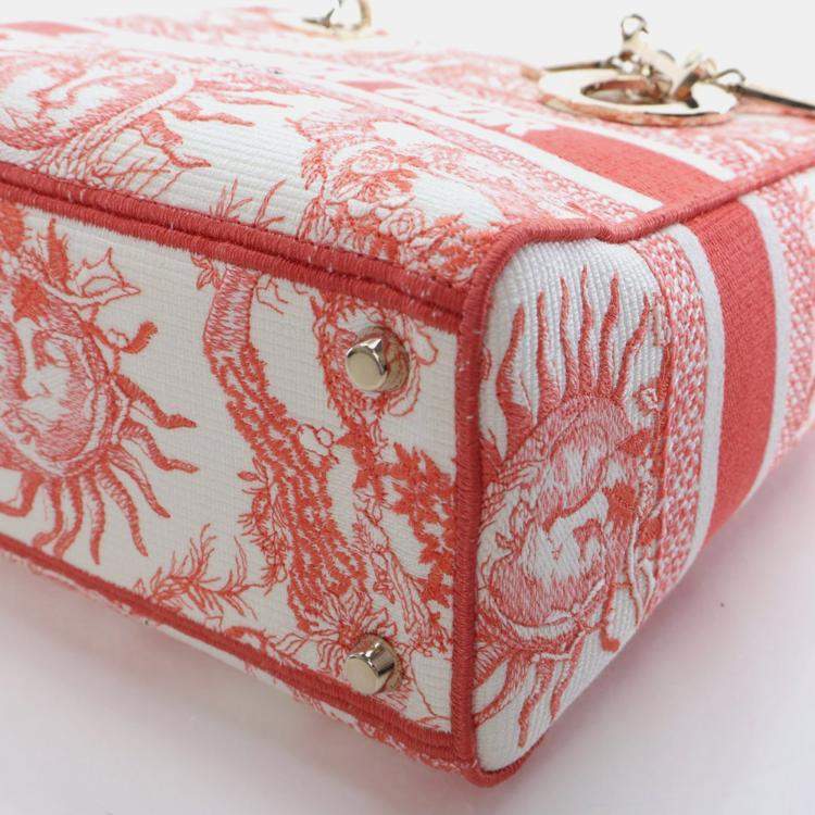 Pre Owned Christian Dior Medium Embroidered Canvas Dioriviera Lady D-Lite