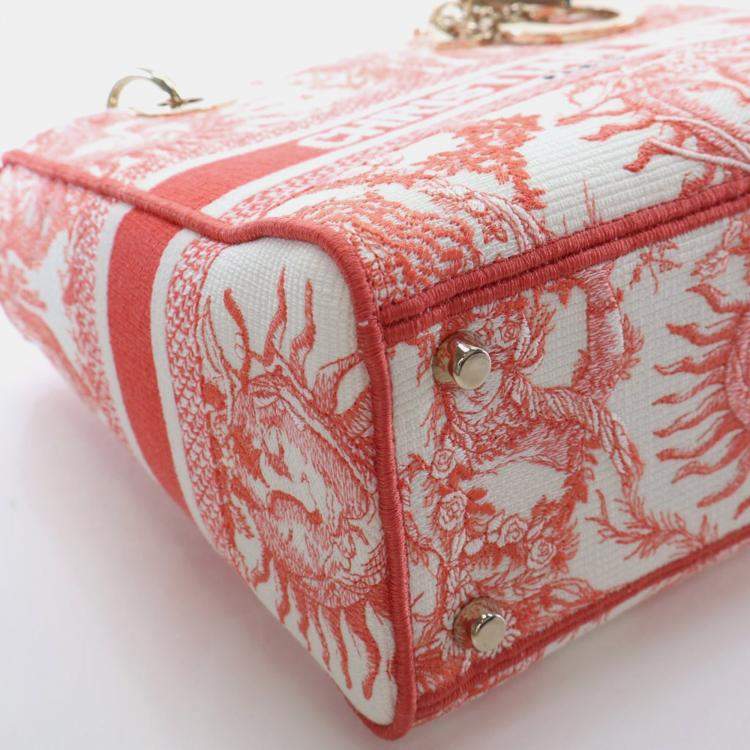 Pre Owned Christian Dior Medium Embroidered Canvas Dioriviera Lady D-Lite