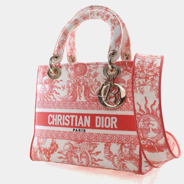 Pre Owned Christian Dior Medium Embroidered Canvas Dioriviera Lady D-Lite