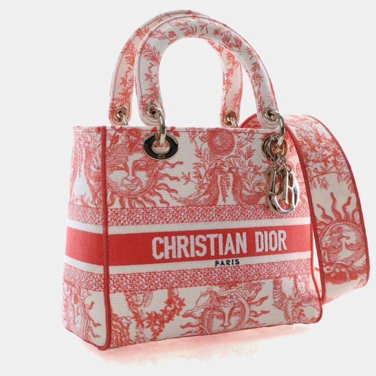 Pre Owned Christian Dior Medium Embroidered Canvas Dioriviera Lady D-Lite