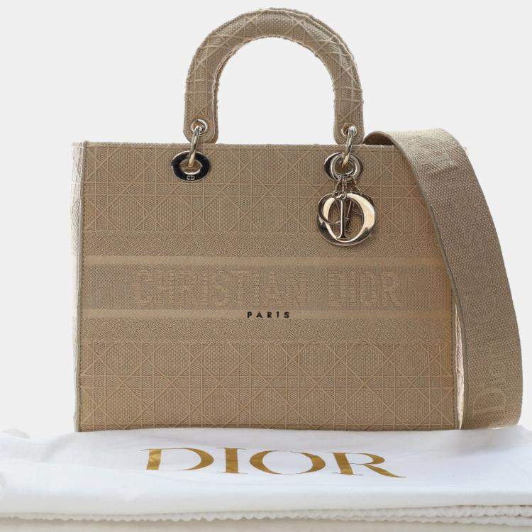 Pre Owned Christian Dior Large Embroidered Canvas Cannage Lady D-Lite