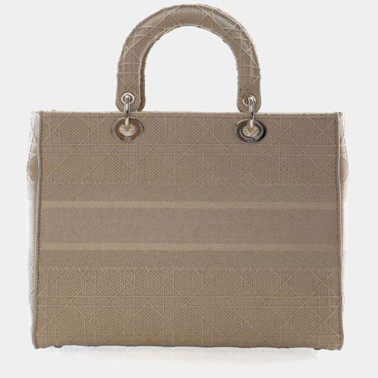 Pre Owned Christian Dior Large Embroidered Canvas Cannage Lady D-Lite