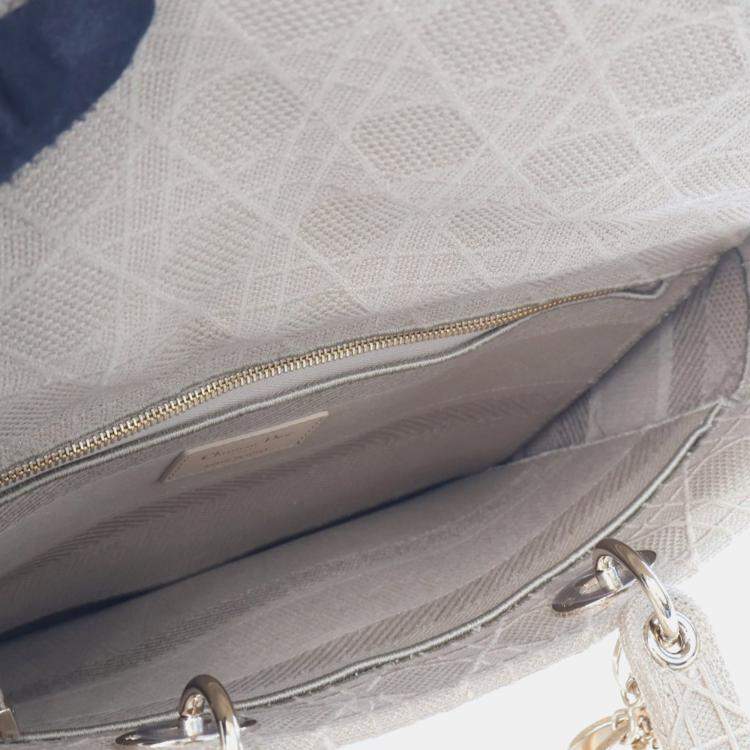 Pre Owned Christian Dior Large Embroidered Canvas Cannage Lady D-Lite