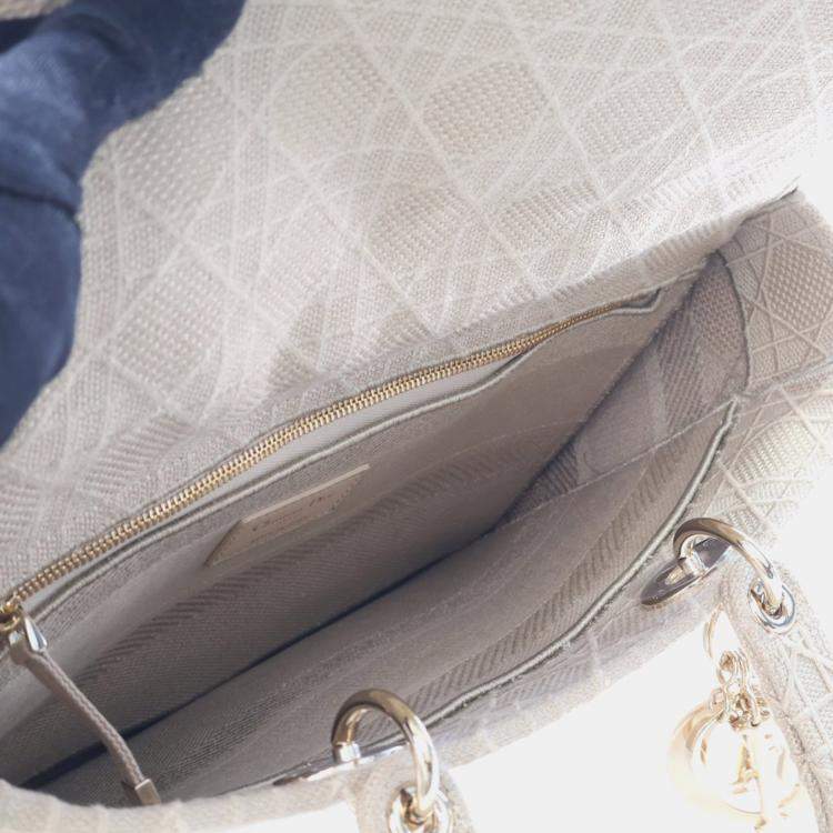 Pre Owned Christian Dior Large Embroidered Canvas Cannage Lady D-Lite