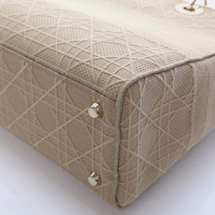 Pre Owned Christian Dior Large Embroidered Canvas Cannage Lady D-Lite