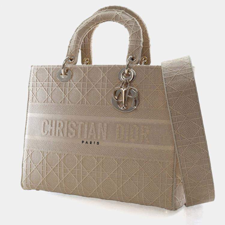 Pre Owned Christian Dior Large Embroidered Canvas Cannage Lady D-Lite