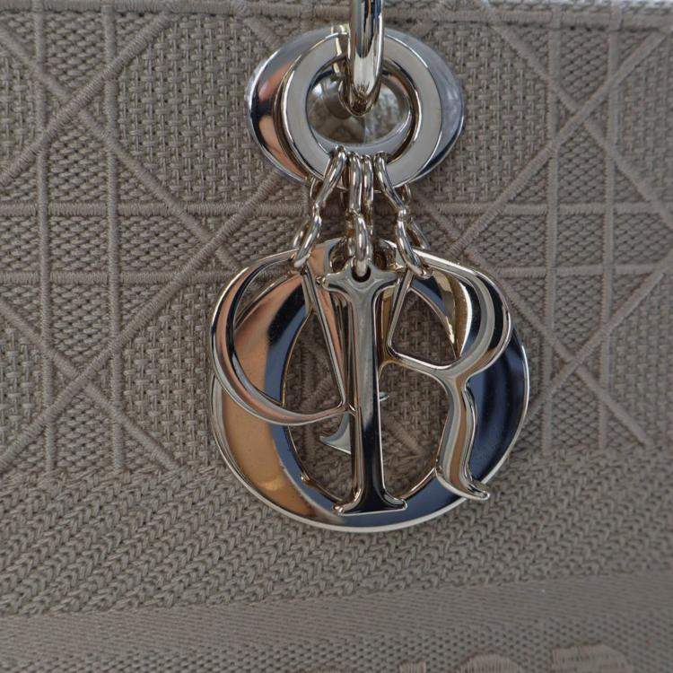 Pre Owned Christian Dior Large Embroidered Canvas Cannage Lady D-Lite