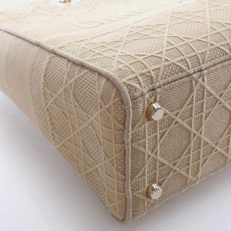 Pre Owned Christian Dior Large Embroidered Canvas Cannage Lady D-Lite