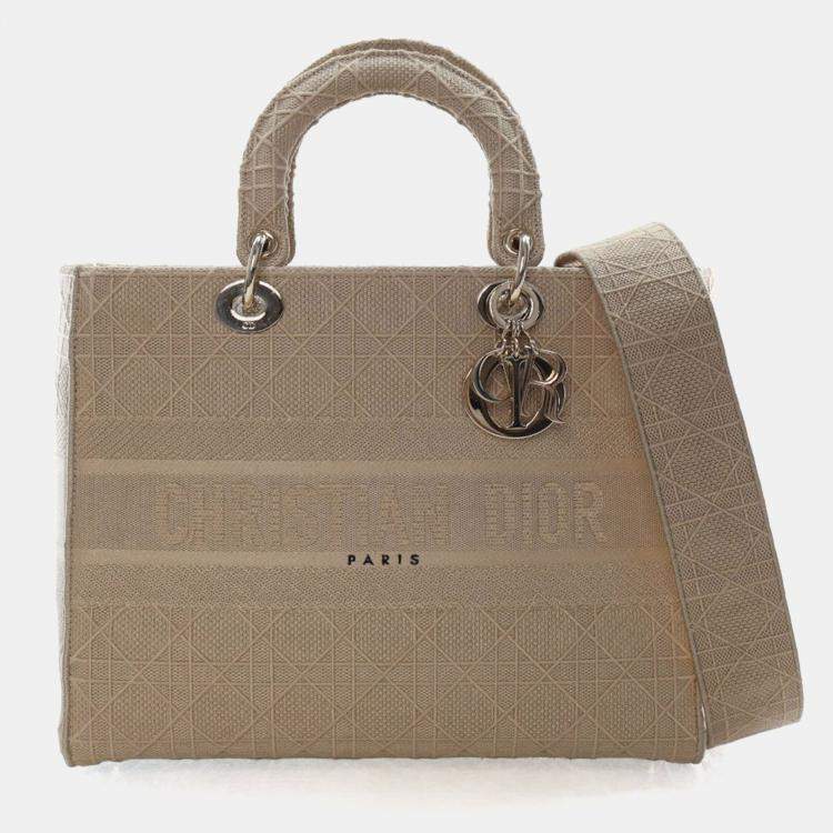 Pre Owned Christian Dior Large Embroidered Canvas Cannage Lady D-Lite