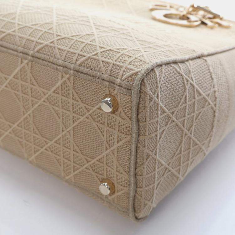 Pre Owned Christian Dior Large Embroidered Canvas Cannage Lady D-Lite