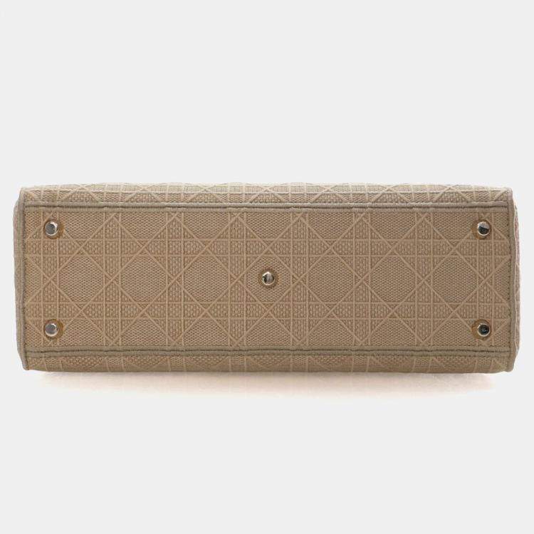 Pre Owned Christian Dior Large Embroidered Canvas Cannage Lady D-Lite