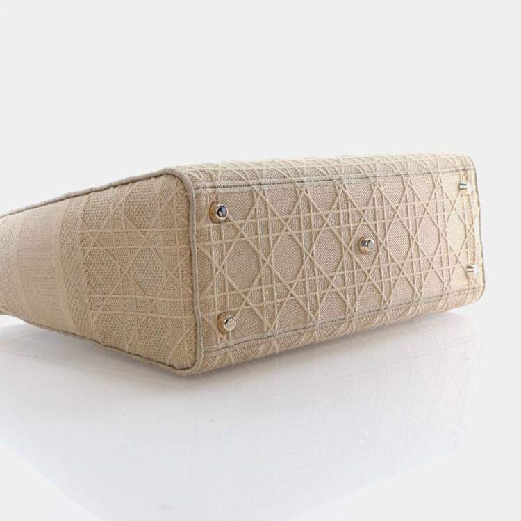 Pre Owned Christian Dior Large Embroidered Canvas Cannage Lady D-Lite