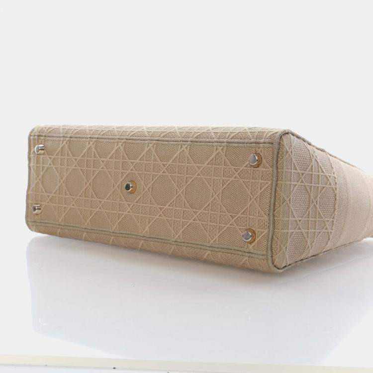 Pre Owned Christian Dior Large Embroidered Canvas Cannage Lady D-Lite