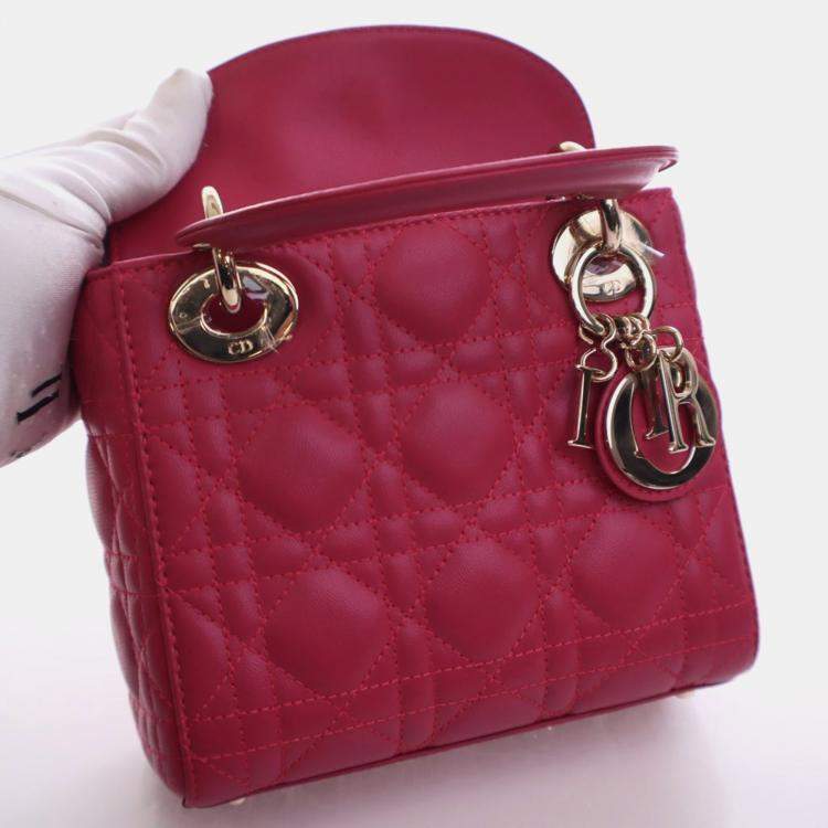 Pre Owned Christian Dior Mini Lambskin Lady Dior