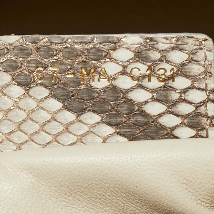 Pre Owned Dior Lady Dior Large Beige/Gold Python Tote