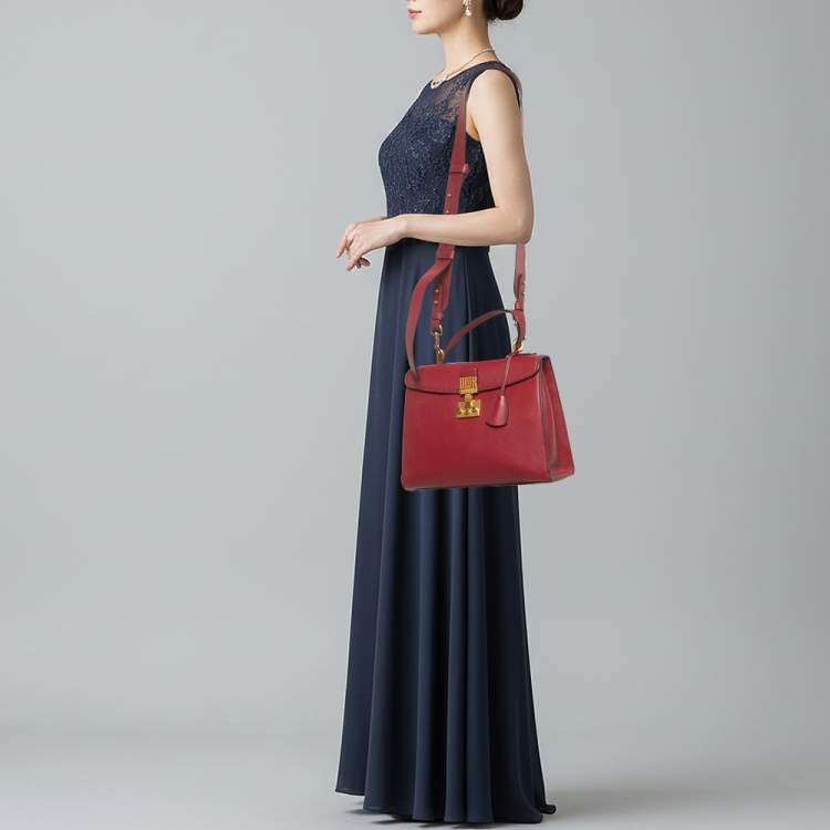 Pre Owned Dior Dioraddict Red Leather Top Handle Bag