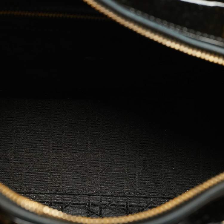 Pre Owned Dior Lady Dior Large Black Cannage Patent Leather Tote