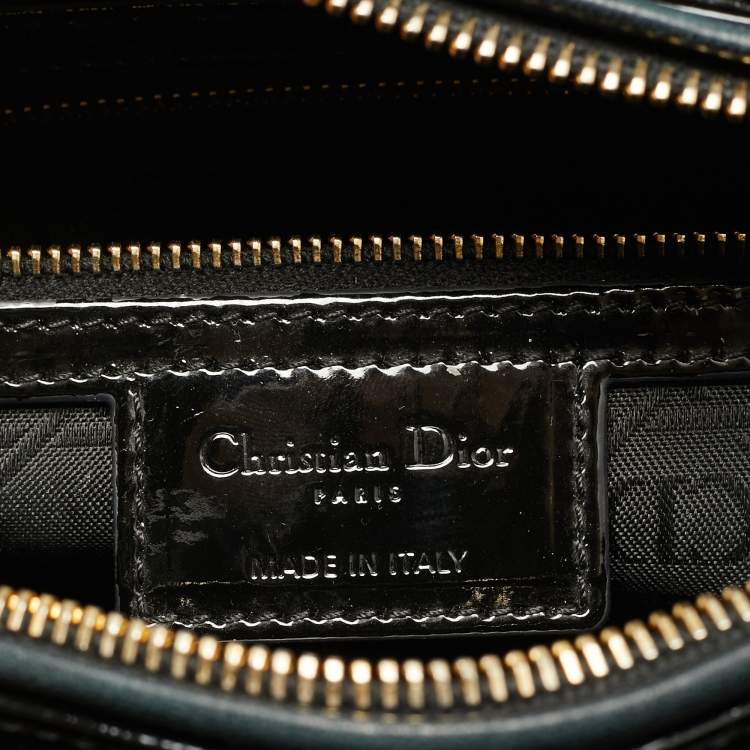 Pre Owned Dior Lady Dior Large Black Cannage Patent Leather Tote