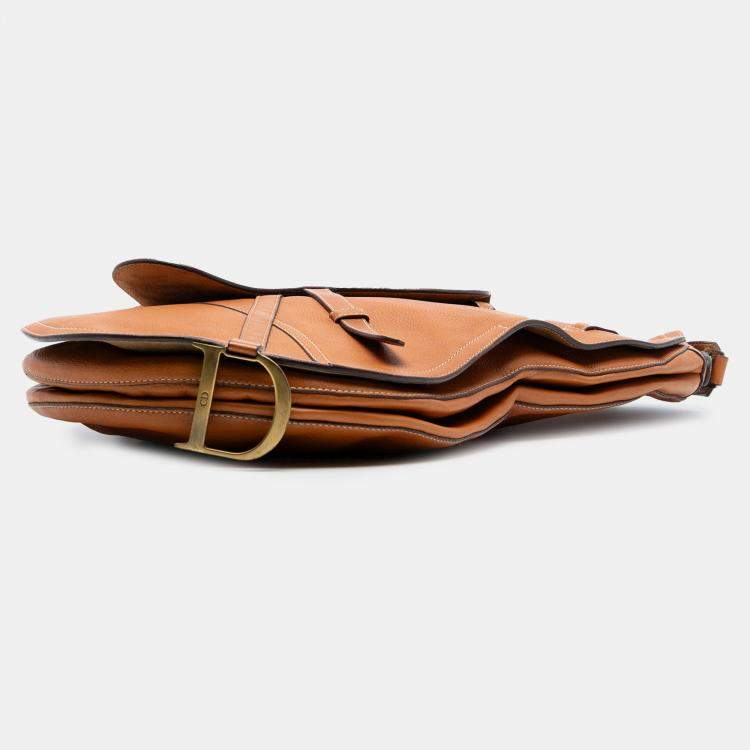 Pre Owned Dior Brown Leather Baudrier Saddle Bag