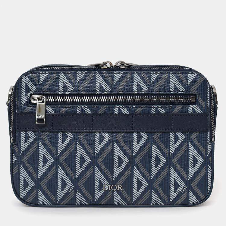 Pre Owned Christian Dior 2023 Navy Coated Canvas CD Diamond Safari Messenger