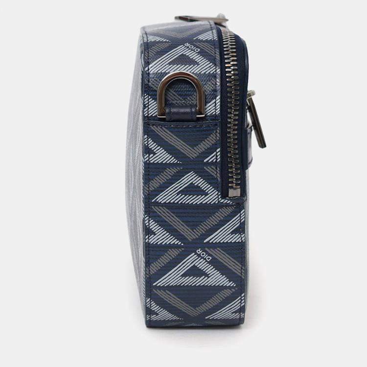 Pre Owned Christian Dior 2023 Navy Coated Canvas CD Diamond Safari Messenger