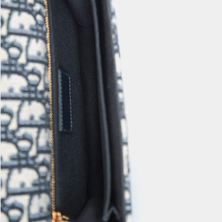 Pre Owned Christian Dior 2019 Navy Leather/Oblique 30 Montaigne Shoulder Bag