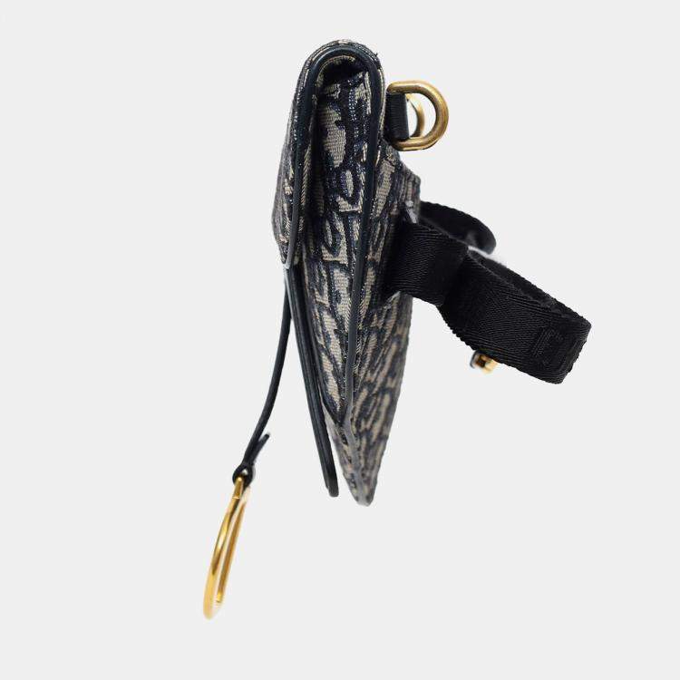 Pre Owned Christian Dior Navy Oblique Canvas Saddle Belt Bag