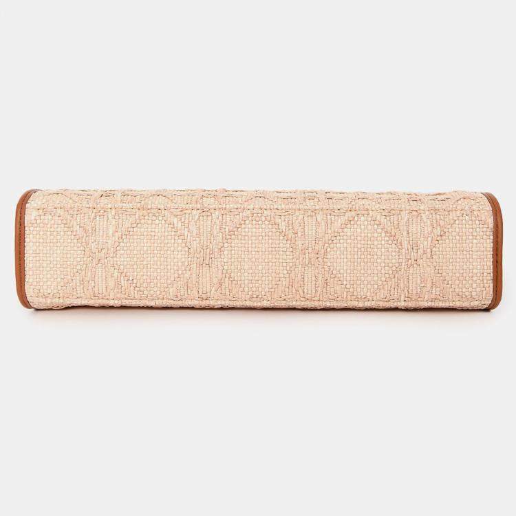 مملوكة مسبقًا Christian Dior Brown Straw Logo Clutch