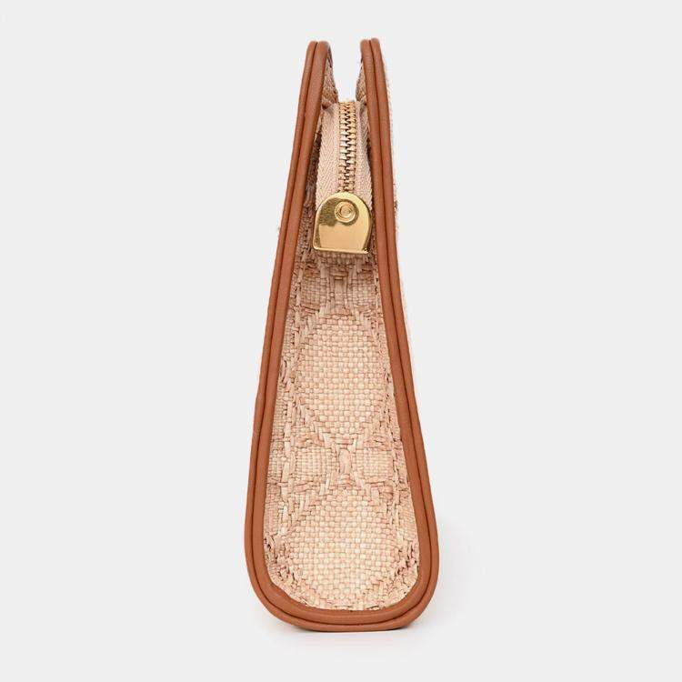 مملوكة مسبقًا Christian Dior Brown Straw Logo Clutch