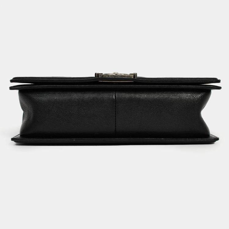 Pre Owned Chanel 2013-14 Black Quilted Calfskin Large Boy Bag