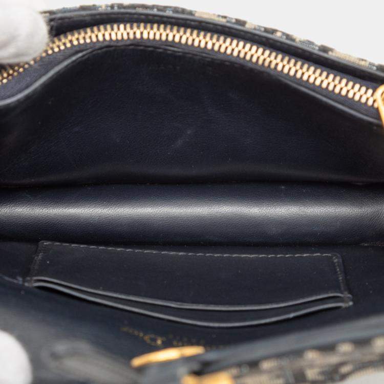 Pre Owned Dior Blue Oblique Canvas Saddle Belt Bag