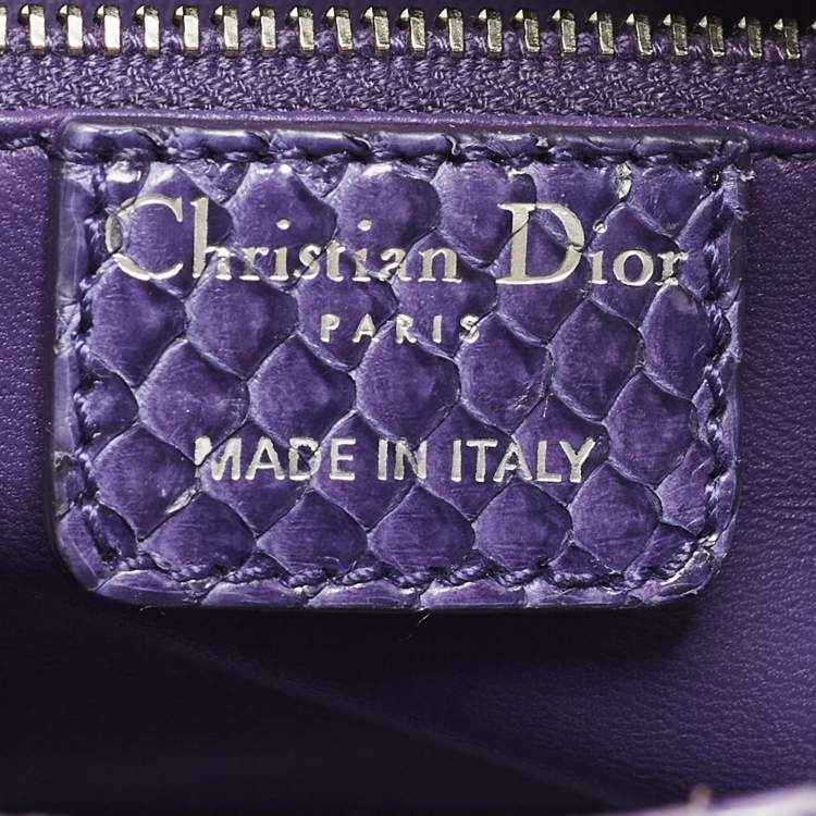 Pre Owned Dior Lady Dior Mini Purple Python Tote