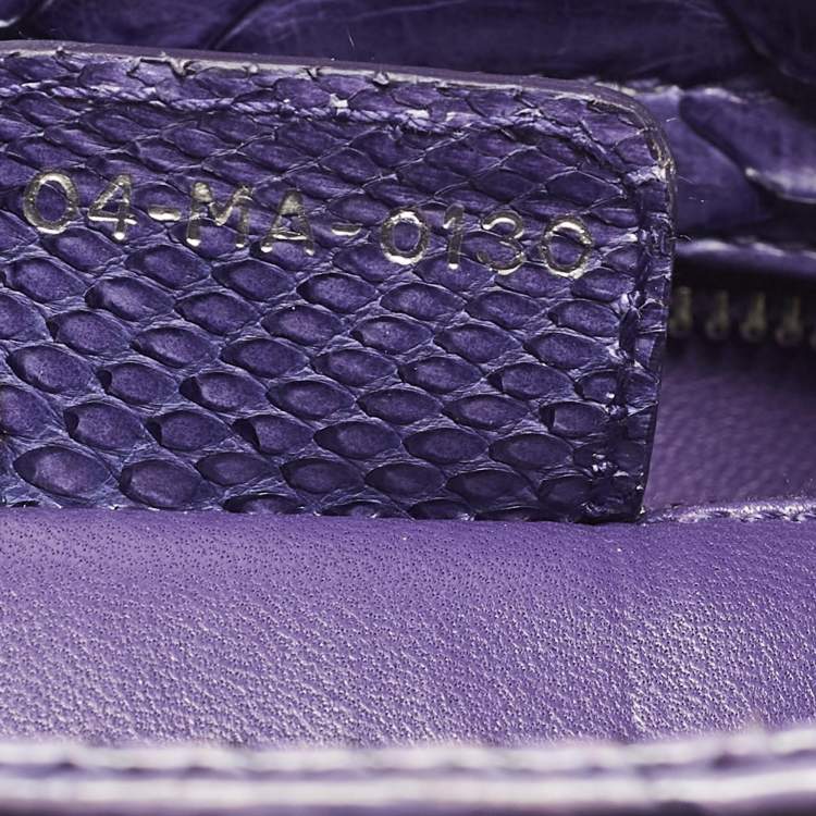 Pre Owned Dior Lady Dior Mini Purple Python Tote