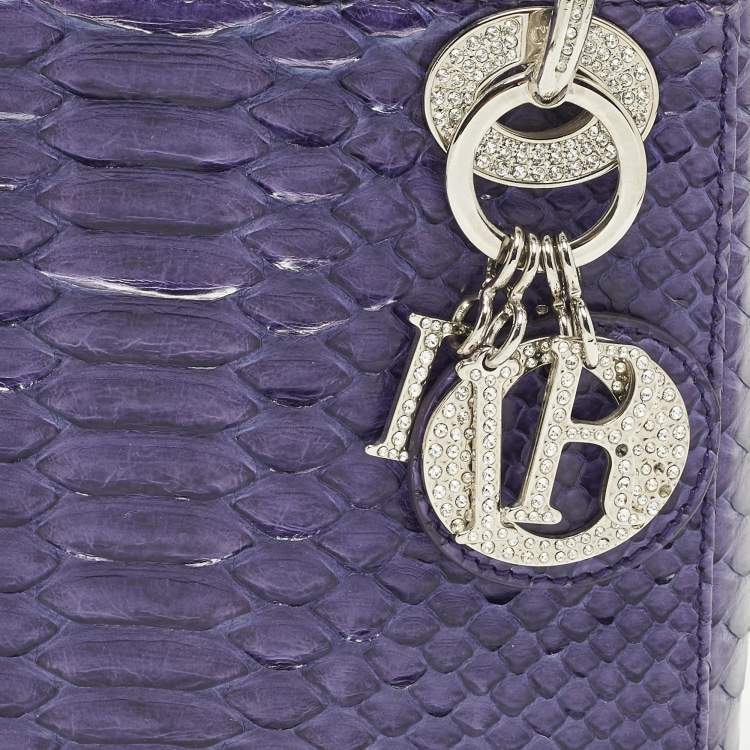 Pre Owned Dior Lady Dior Mini Purple Python Tote