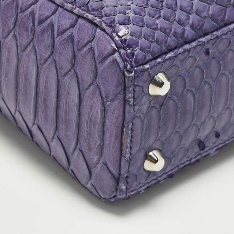 Pre Owned Dior Lady Dior Mini Purple Python Tote